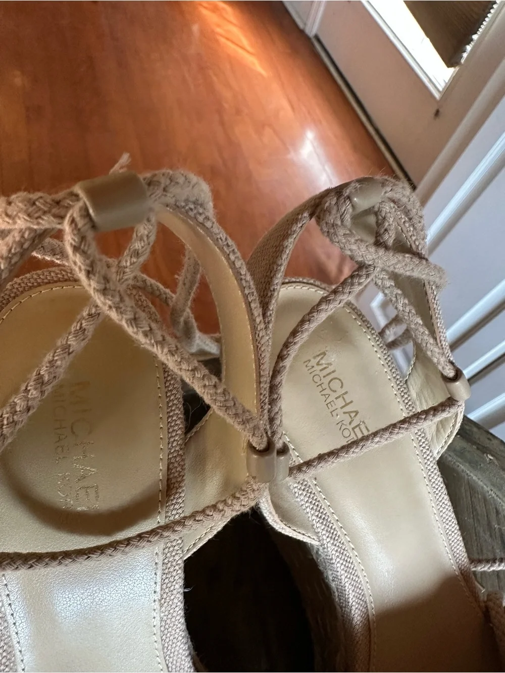 MICHAEL Michael Kors Blush Canvas Espadrille Wedge Sandals